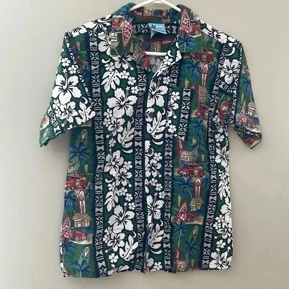 ❤️2/$50❤️[18]NWOT RJC Men  Surfing / Hawaii Pattern SS Shirt - Picture 2 of 5